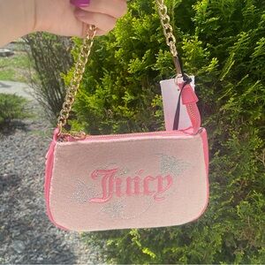 Juicy Couture Wingin’ It Wristlet - Pink with Rhinestone Butterflies